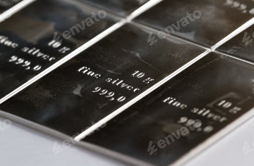 Preview: Close Up Of A Fine Silver Bar Stamped In Sections And Measure Din Grams