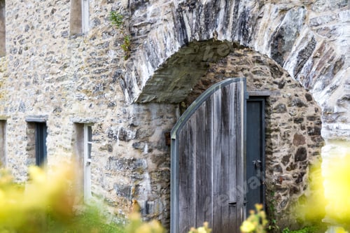 Preview: Pitlochry Scotland - September 12 2019: Stone Walls And Doorway Inside Of Hercules Garden At Blair