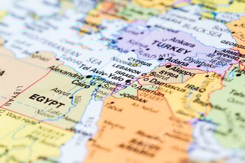 Preview: Close Up Of A World Map With The Country Of Israel In Focus