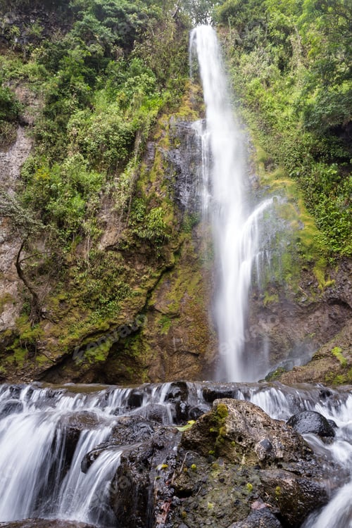 Preview: Beautiful Pristine Waterfall In The Rainforest Of Costa Rica