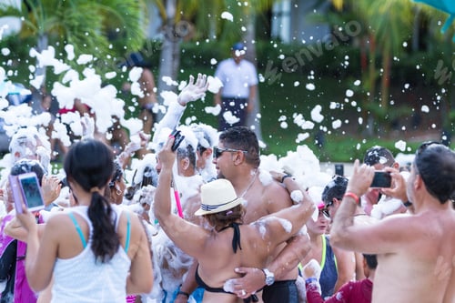Preview: Santa Clara, Panama- June 10: Tourists Enjoying The Music And Foam Gun As Part Of The Hotel