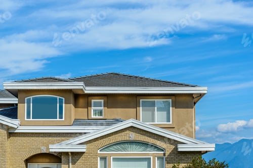 Aperçu: A Perfect Neighborhood. Houses In Suburb At Summer In The North America. Fragment Of A Luxury House