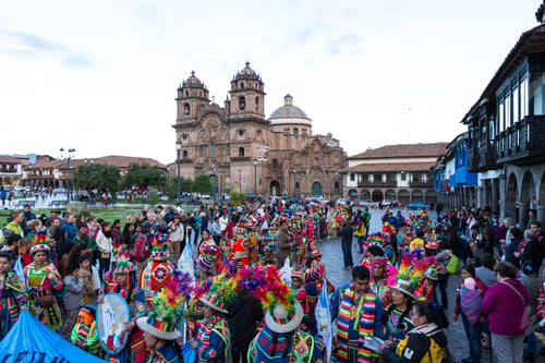 Preview: Cusco, Peru - May 13: Native People Of Cusco Dressed In Colorful Clothing In A Religious