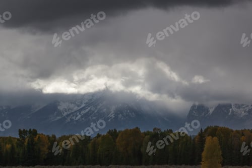 Preview: Teton Mountains With Snow And Clouds