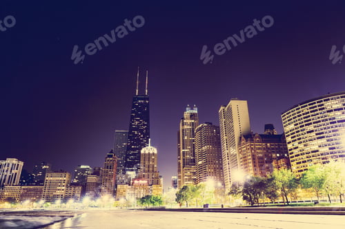 Preview: Chicago Downtown Skyline At Night