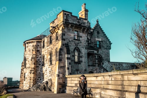 Preview: Photo Of Girl In Front Of A Small Castle In Edinburgh, Scotland