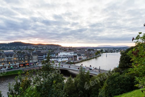 Preview: Scotland - September 07 2019: View Of The City From The Inverness Castle At Sunset, Uk September