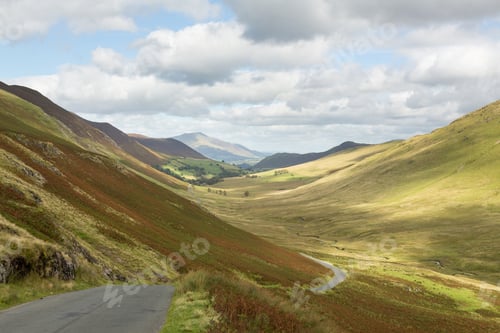 Preview: View Over Newlands Valley From Pass Showing Steep Sided Mountains And Hills In English Lake District