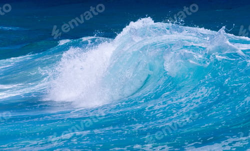 Preview: Cresting Ocean Waves Taken With High Shutter Speed To Show Droplets Of Water In The Surf