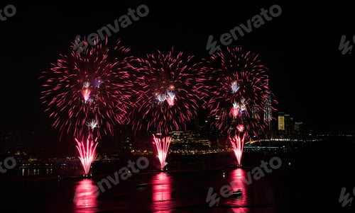 Preview: New York, February 17, 2015 - Fireworks Over Hudson River In Celebration Of Chinese New Year.