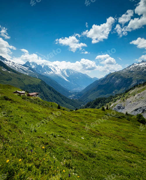 Preview: View Of The Vallorcine And Chamonix Area Of The French Alps From A High Vantage Point On A Clear