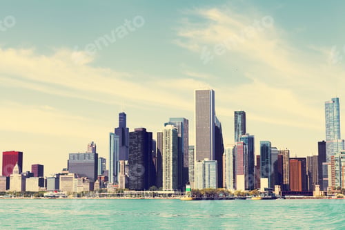 Preview: Chicago Skyline With Blue Clear Sky