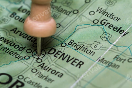 Preview: Close Up Of A Map With Denver In Focus As A Travel Concept