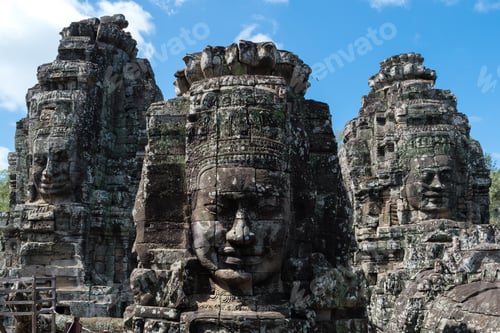 Preview: Bayon Temple, Angkor Thom - Beautiful Temple In Cambodia, Known For It'S Many Faces Carved On Stone