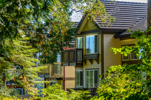 Preview: A Perfect Neighborhood. Houses In Suburb At Summer In The North America. Fragment Of A Luxury House