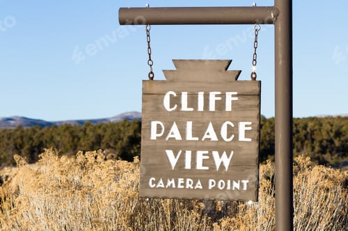 Preview: Close Up Of A Sign Signaling A Great Photo Opportunity For The Cliff Palace In Mesa Verde Np