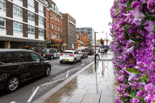Preview: London - September 06 2019: Outside View Of The Famous Dominique Ansel Bakery Decorated With Purple