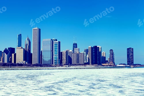 Preview: Chicago Skyline In The Winter With Clear Sky