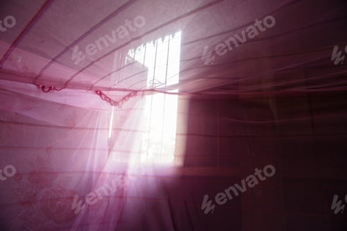Preview: Image Of The Interior Of A Mosquito Net In Cambodia. Khmer Rural Countryside.