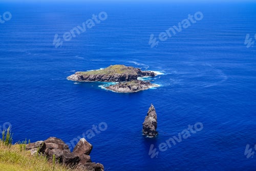 Preview: Chile Easter Island Isla De Pascua - Isla Moto Nui From Orongo View