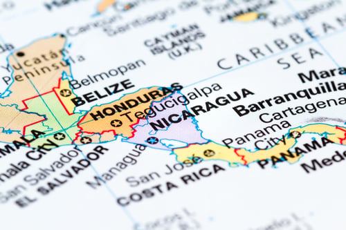 Preview: Close Up Of A World Map With Nicaragua In Focus