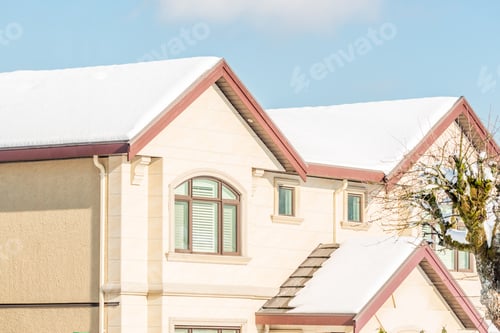 Preview: A Perfect Neighbourhood. Houses In Suburb At Winter In The North America. Fragment Of A Luxury