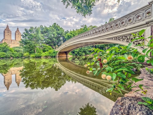 Preview: The Bow Bridge Is A Cast Iron Bridge Located In Central Park, New York City, Crossing Over The Lake