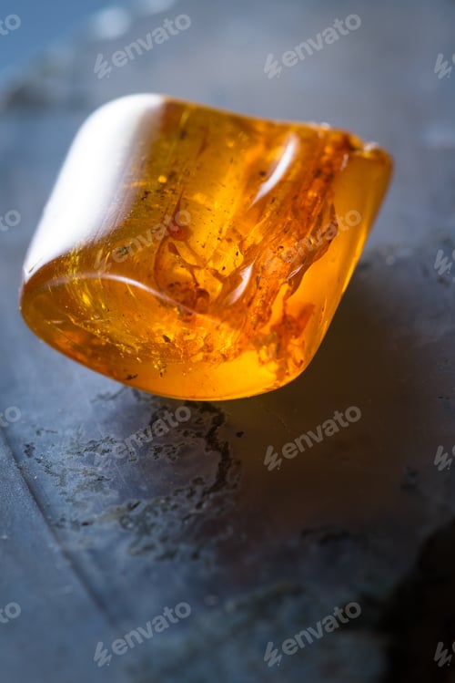 Preview: Close Up Of A Piece Of Amber Preserving A Piece Of History Inside
