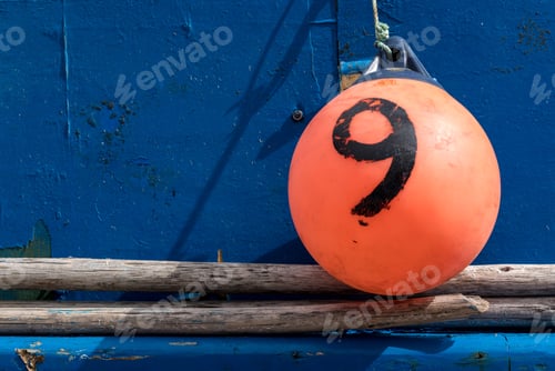 Preview: Blue Fishing Boat With Orange Bumper At Camara De Lobos On Island Of Madiera