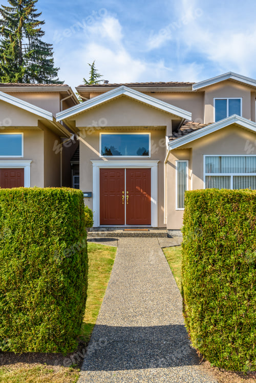 Aperçu: A Perfect Neighborhood. Houses In Suburb At Summer In The North America. Fragment Of A Luxury House