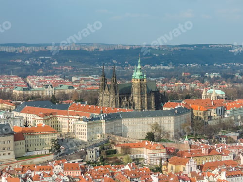 Preview: Landscape View Of Prague And Prague Castle From Petrin Lookout Tower - Prague, Czech Republic