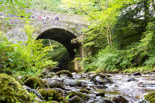 Preview: Pitlochry Scotland - September 10 2019: Bridge Across Banvie Burn In The Blair Castle Grounds, Uk