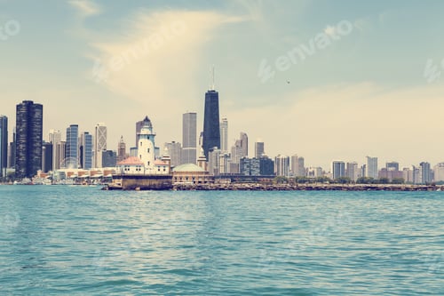 Preview: Chicago Skyline With Blue Clear Sky