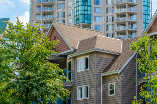Preview: A Perfect Neighborhood. Houses In Suburb At Summer In The North America. Top Of A Luxury House With