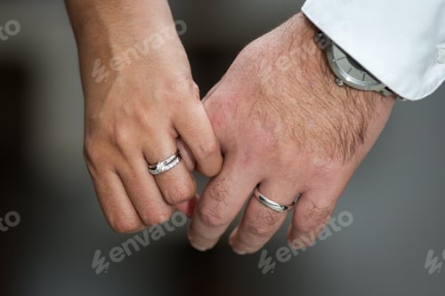 Preview: Close Up Of The Hands Of A Couple Wearing Their Wedding Bands