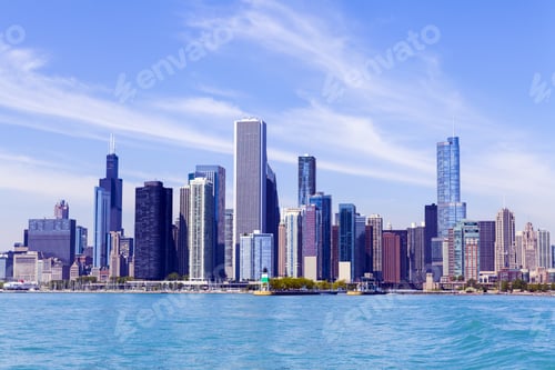 Preview: Chicago Skyline With Blue Clear Sky