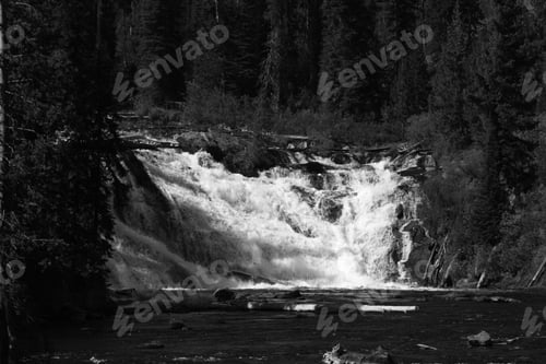 Preview: Wyoming Waterfall In Black And White