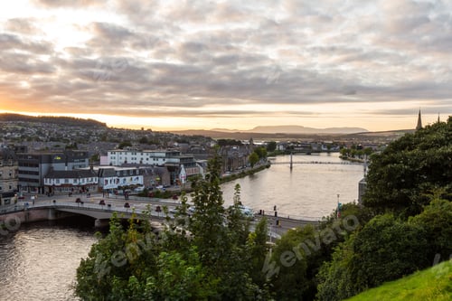 Preview: Scotland - September 07 2019: View Of The City From The Inverness Castle At Sunset, Uk September