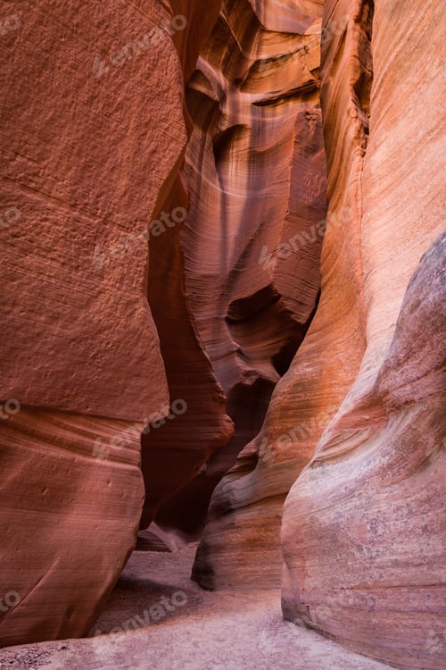 Preview: Beautiful Slot Canyon In Page Arizona, Shapes And Shadows Under Low Lights For Beautiful Colors And