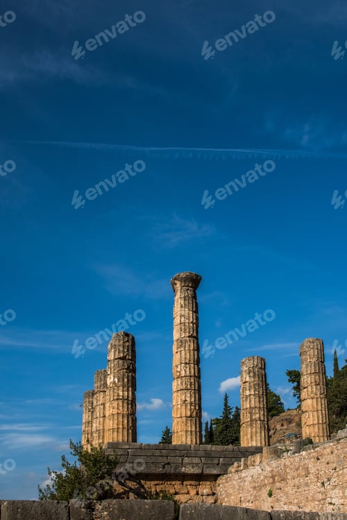 Preview: Altar Of Chiots And Temple Of Apollo In Archaeological Site Of Delphi, Greece