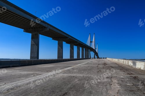 Preview: A Contrasting View Of The Old And New Suspension Bridge To Jekyll Island On Highway 17 In Georgia
