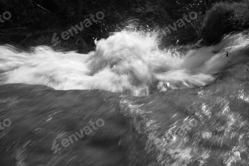 Preview: Rushing River Over Rocks In Black And White