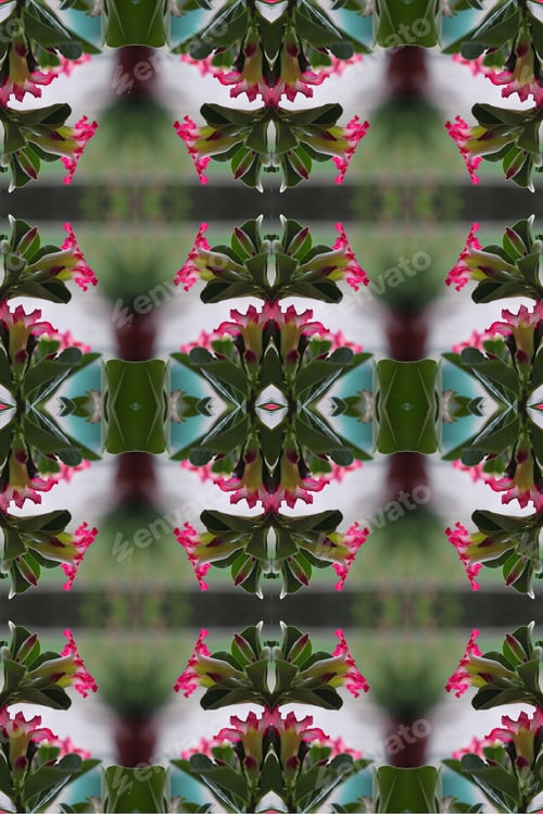 Preview: An Abstract Closeup Of An Adenium Plant With Pink And White Flowers 9633