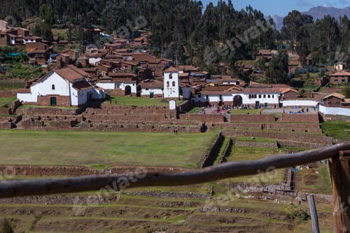 Preview: Chinchero Peru - May 18 : Buildings In Chinchero With Traditional Inca Terraces On The Hillside