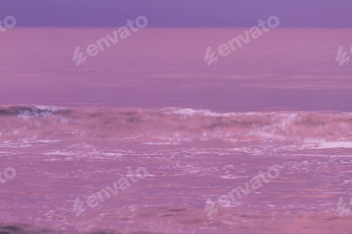 Preview: Sunset Glow Used For Lighting With A Slow Shutter Speed On Moving Waves In The Pacific Coast Of