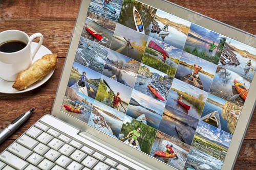 Preview: Reviewing Kayak And Canoe Pictures On A Laptop - Paddling On Lakes And Rivers In Colorado