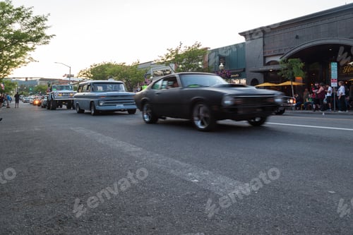 Preview: Coeur D' Alene, Idaho - June 15: Restored Classic Vehicles Cruising Downtown On Sherman Ave For The
