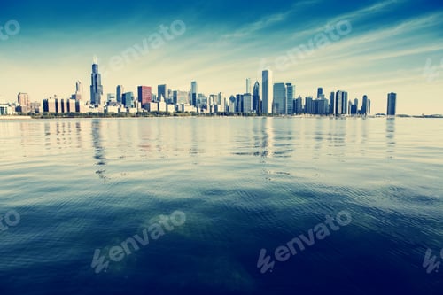 Preview: Chicago Skyline With Blue Clear Sky