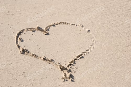 Preview: Drawing Of Heart On The Wet Sand Beach