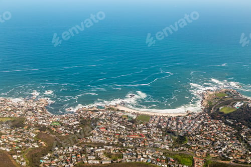 Preview: West Coast Cape Town View From Table Mountain, With The Mountain Slope Reaching The Atlantic Ocean.